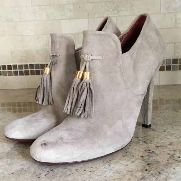 Gucci Taupe Suede Tassel Heeled Booties AS IS - Picture 11 of 16